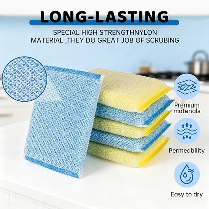 20 Pack All-Purpose Kitchen Sponges, Non Scratch, for Washing and Cleaning Dishes, Non-Stick Cookware, Premium Scrubbers, Ideal for Kitchen, Bathroom