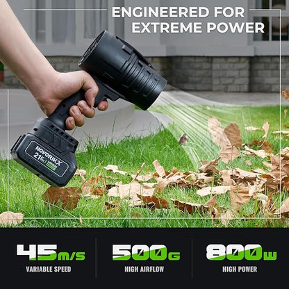 NovorikX 20V Cordless Mini Turbo Leaf Blower, 30000RPM Handheld Snow Blower with 2 X 3.0Ah Batteries & Charger, Ultra-Light, 55m/s for Car/Lawn/Garage Cleaning and Snow Removal