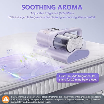 Mattress Vacuum Cleaner, 16KPa Suction, Dual Brushroll & Suction, Smart Dust Sensor, UV-C 253.7nm, HEPA, Fragrance Mist, 16.4FT Cord, Lightweight for Bed Sofa Carpet (Fragrance Not Included)