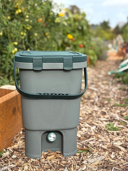 Easy Snap Lid Bokashi Compost Kit- 2.2 LBS Premium Bokashi Bran Included, Start to Turn Your Kitchen Waste into Organic Nutrients for Your Gardening