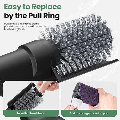 Electric Grill Brush for Outdoor Grill,Cordless Rechargeable Grill Cleaner with 180° Adjustable Angle,Presents Gifts for Mothers Day,Stainless Steel BBQ Grill Brush No Bristle Shedding,90 Mins Runtime