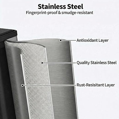 GarveeHome 16 Gallon Dual Compartment Trash Can, Stainless Steel Recycling Trash and Recycle Bin Combo with Step Pedal, Silent-Close Lid, Odor Control & Pet-Proof Design for Kitchen, Office