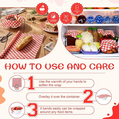 Beeswax Wraps for Food 14x52" Beeswax Food Wraps Reusable Wax Paper Roll Waxed Paper & Bowl Covers Organic & Sustainable Alternative to Aluminum Foil & Plastic Wrap Honeycomb Classic Checkered