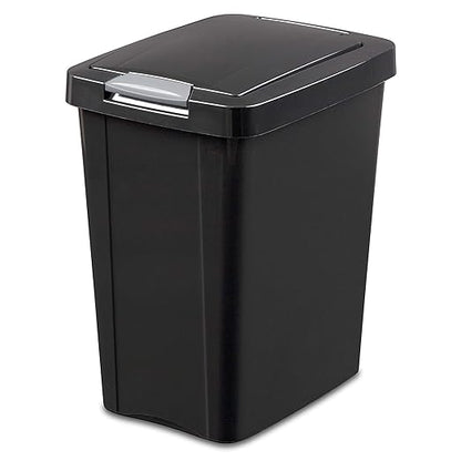 Sterilite 10439004 7.5 Gallon Black Plastic TouchTop Wastebasket