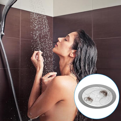 Flat Shower Drain Hair Catcher Stainless Steel Shower Drain Cover Hair Catcher 5.7in Wide Round Hairs Stopper for Showers Drains Sink Protector Filter for Showers Bathroom Pet Owners Homeowners