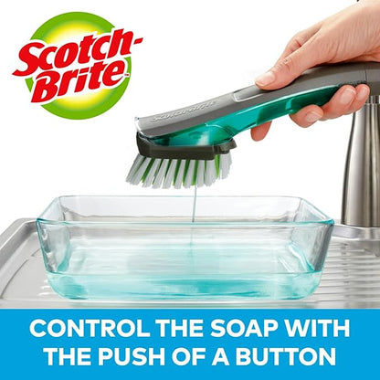 Scotch-Brite Odor Resist Soap Control Dishwand Brush, Non-Scratch Cleaning Brush with Scraper, Stands Upright (Pack of 4)