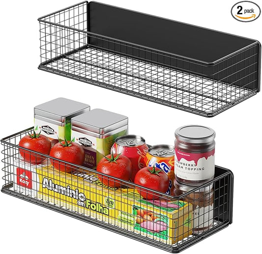 2Pack Magnetic Basket Organizer Holder for Fridge, Magnetic Shelf for Garage, Laundry, Kitchen, Workshop, Cabinet