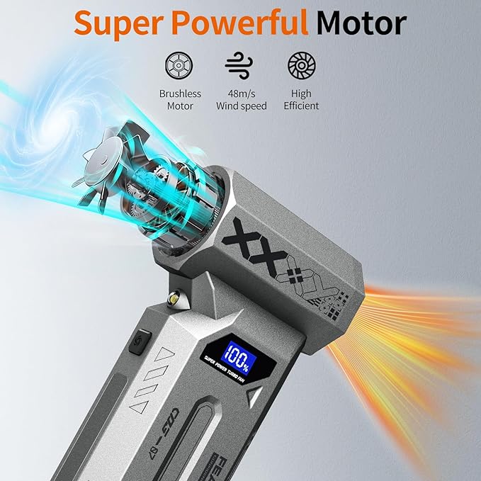 Electric Air Duster, 180,000RPM Super Power Compressed Air Duster, 4-Gear Adjustable Cordless Air Blower with LED Light, Rechargeable Dust Blower for Computer, Keyboard, Outdoor, Home and Car