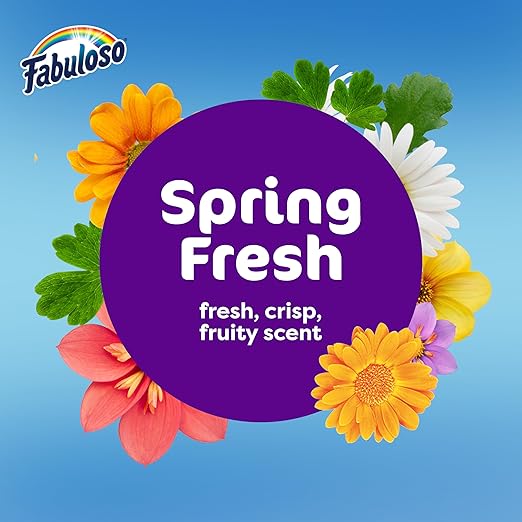 Fabuloso 2X Multi-Purpose Cleaner Bleach Alternative, No Rinse Floor Cleaner, Long-Lasting Freshness, Spring Fresh Scent, 56 fl oz