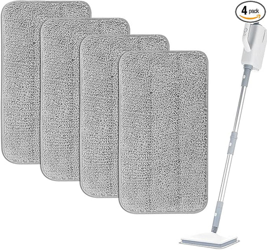 Microfiber Steam Mop Pads Compatible with Wotaste, FODFINU & FEPPO and Seyola Steam Mop Cleaner - Washable and Reusable Replacement Mop Pads for Floor Cleaning, 4 Pack