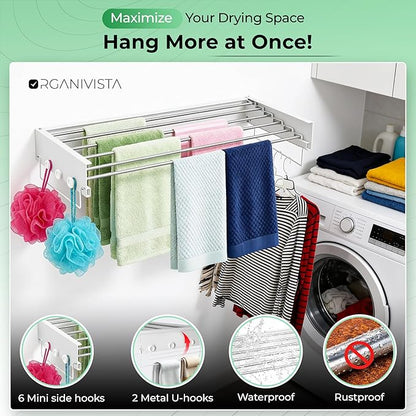 Wall Mount Clothes Drying Rack 28", Heavy Duty Foldable Design, Space Saving Laundry Solution For Small Spaces, Apartments & Homes, Wall Mounted Drying Racks For Laundry, Clothing Rack Wall Mount