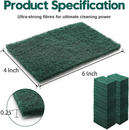 Jucoan 120 Pack Heavy Duty Scouring Pads, 4 x 6 Inch Non-Scratch Scrub Pads, Green Reusable Multipurpose Scrubbing Pads for Kitchen Dish, Metal Grills, Household Bathroom Sink Bathtub