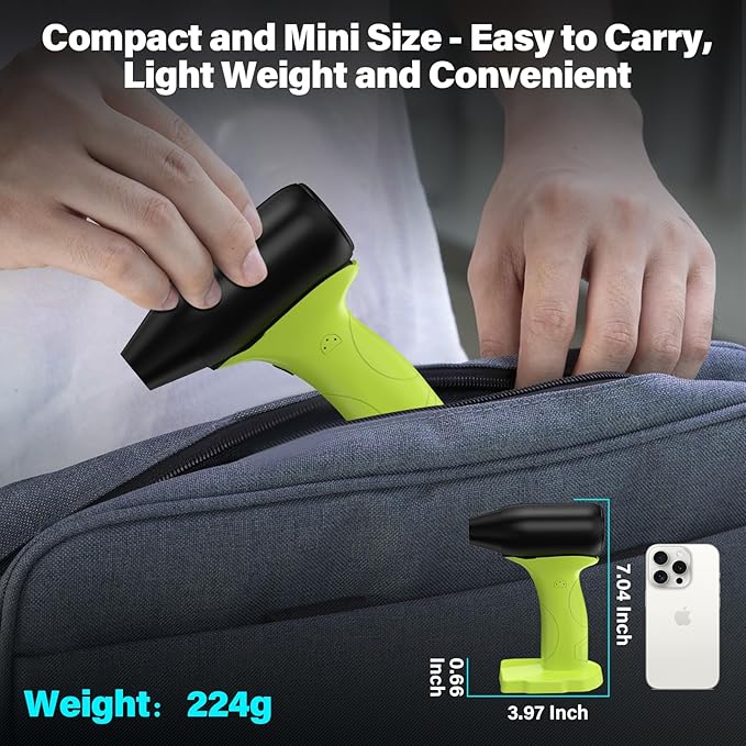 Jet Dry Mini Blower 130000 RPM High Speed Jet Fan, 4 Speed Control, Compatible with Ryobi 18V Battery, Cordless Handheld Blower for Car Drying & Cleaning (Battery Not Included)