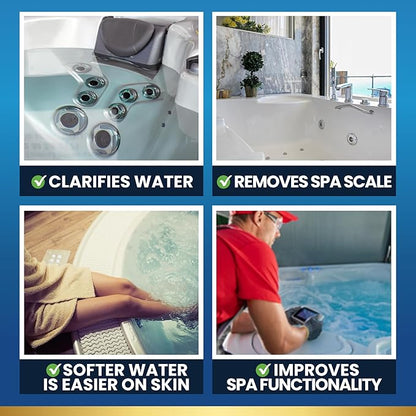 ADIOS! Hot Tub Hard Water Calcium Remover with Scale and Stain Clarifier, Soften Treat and Reduce Spa and Pool Deposits - Quart (32 oz)