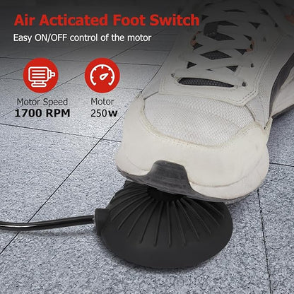 Drain Cleaner Machine 75FT x 3/8 Inch, Professional Sewer Snake Auger, 4 Cutter Blades, Air-Activated Foot Switch, Gloves, Portable Plumbing Tool for 1"-4" Pipes, Bathroom, Kitchen, and Sewer Clog