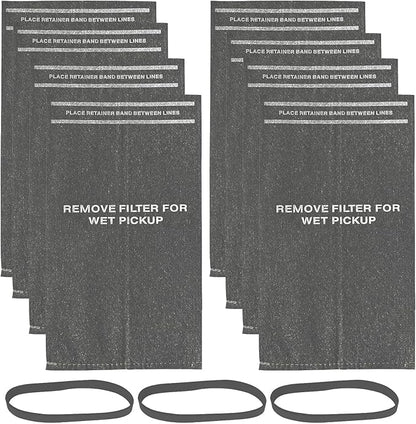 8 Pack 38737 Dust Filter Bags Replacement for Craftsman 2 to 2.5 Gallon Wet/Dry Vacuums and Powerhead Bucket Vac, Part# CMXZVBE38737 / 9-38737, with 3 Retaining Bands