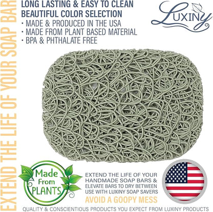 Soap Savers for Bar Soap & Shampoo Bar Holder, American Made by Luxiny, Lifts Soap in Soap Dishes & Shower Soap Holders –Bars & Soap Lasts Longer- Made from Plant Based Materials (Mountain Sage)