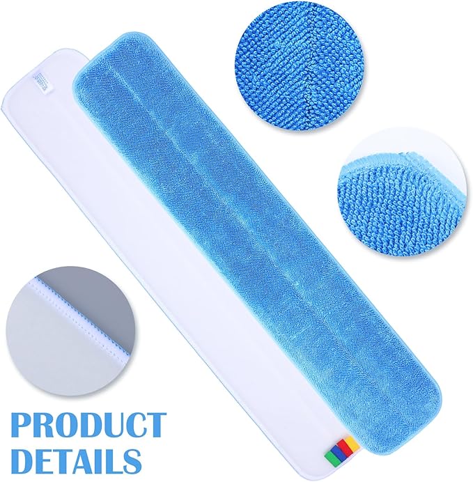 8 Pack Replacement Microfiber Pad, Cleaning Refills, Reusable Mop Refills for Flat Mop System, 25" x 5" Machine Washable Pads for Hardwood & Hard Floors