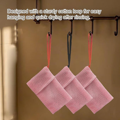2 Pack Soap Bag Deep Exfoliating,Bar Soap Pouch Saver Pocket,Body Scrubber Shower Bath Sponge Loofah (Pink)