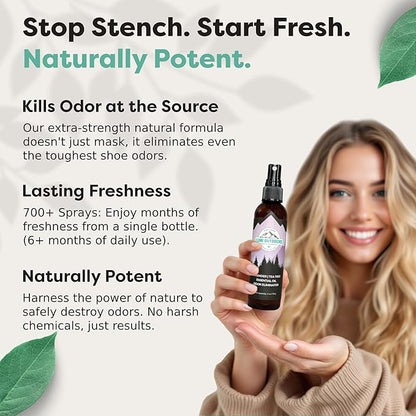 Lumi Outdoors Natural Shoe Deodorizer Spray & Odor Eliminator - Lavender Tea Tree Essential Oil Odor Eater