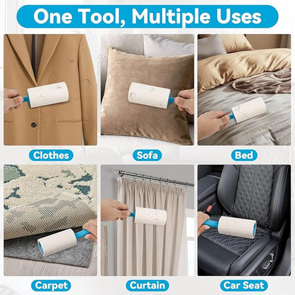 Lint Roller for Pet Hair – 1200 Sheets Mega Value Set, 2 Upgraded Handles, 3.9-inch Rolls with 120 Sheets Each, Sticky Hair Remover for Clothes, Sofa, Carpet & Furniture, Dog & Cat Hair