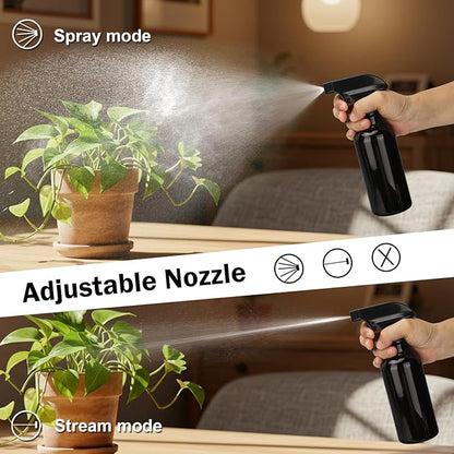 Glass Spray Bottles 12oz Empty Spray Bottle Mist/Stream Spraying Small Refillable Containers for Hair Care, Cleaning Solutions, Plants, Essential Oils 1 Pack (Brown-1, 12oz)