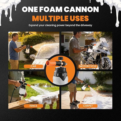 maXpeedingrods Foam Cannon for Pressure Washer, 1300ML Wide Mouth Quick Release Car Wash Foam Gun with Adjustable Soap Cannon & Thick Snow Foam, 1/4'' Quick Connector, with 2 Orifice Nozzle (White)