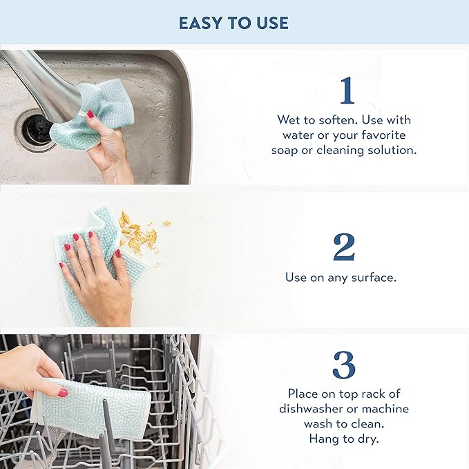 ELYN Swedish Dishcloths, Reusable & Washable Sponge Cloths, Absorbent Cleaning Paper Towels for Kitchen, Dishes, Counters and More, 5 Pack, Assorted Stripe & Plaid