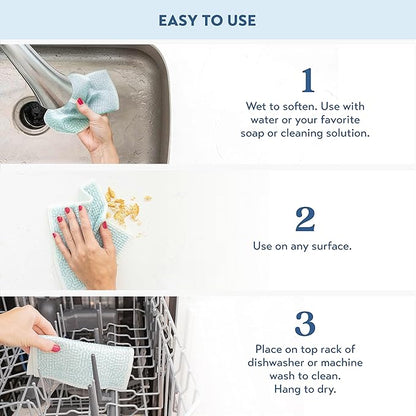ELYN Swedish Dishcloths, Reusable & Washable Sponge Cloths, Absorbent Cleaning Paper Towels for Kitchen, Dishes, Counters and More, 5 Pack, Assorted Magnolia & Gingham Patterns