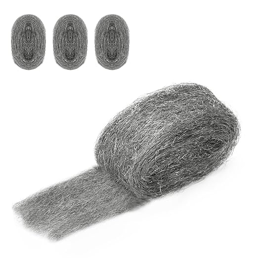 Steel Wool Rust-Proof 3 Packs 3 inch x 12 FT Fine Steel Wool for Hole Filling, Protect Against Animals in Holes Holes, Siding, Pipeline, Vents for Garden, Garage,