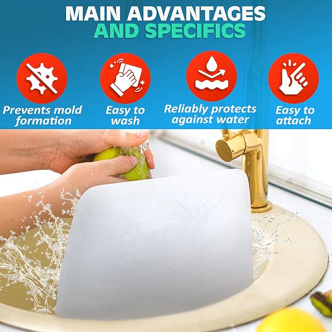 3 Pcs Sink Splash Guard Suction Cup - 9.7x11" Splash Guard Sink Splatter Screen Set, Long-Lasting and Easy to Clean Dishwashing Accessories for Kitchen, Durable, Lightweight, and Easy to Use