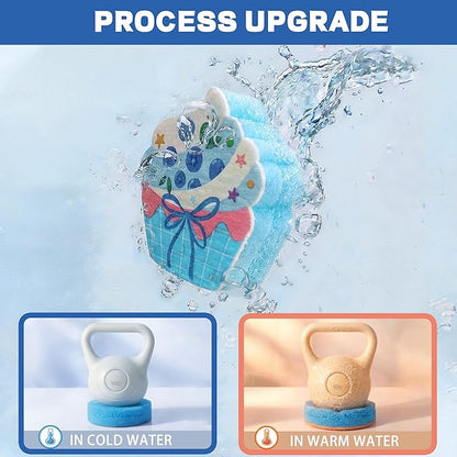 Bulimumu 3-Layer Food Shape Dish Sponge (6 Pack) - Swedish Dishcloth Top + Soft Sponge Middle + Smart Temperature-Sensing Scrubber - Dual-Action Non-Scratch Kitchen Cleaning