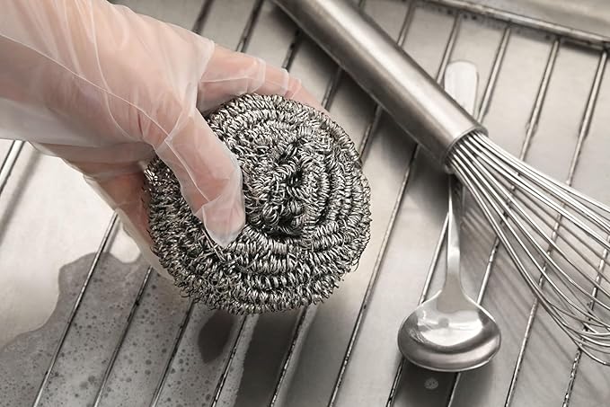 New Star Foodservice Extra Large (50 Grams) Stainless Steel Sponges Scrubbers, Set of 12