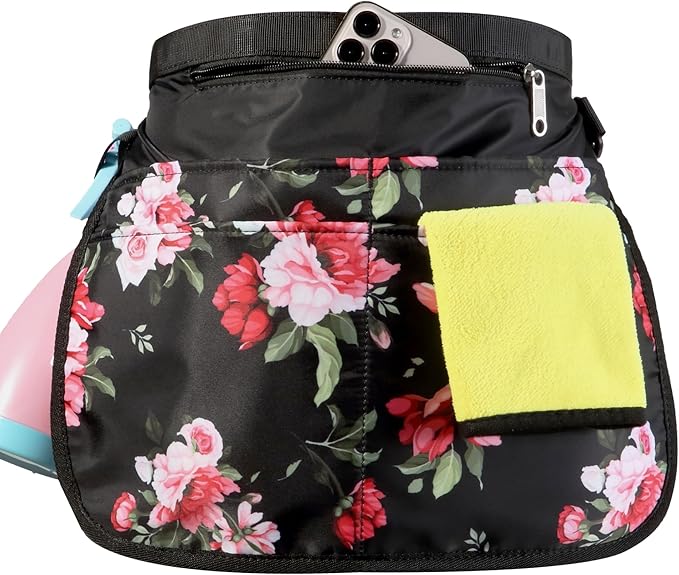 Bafelia Small Size Cleaning Caddy Apron for Women with 5 Pockets, Professional Waterproof Cleaning Supplies for Housekeepers