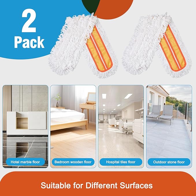 36" Microfiber Mop Pads 2 Pieces Just Fit CLEANHOME Industrial Dust Mop: B08R3F1ZZM,Yellow
