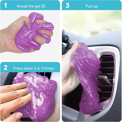 FiveJoy Car Cleaning Gel Kit - Universal Car Detailing Putty for Car Interior - Reusable Goop Cleaner Supplies Auto Slime for Home, Office, Keyboard, Computer 2Pack Purple