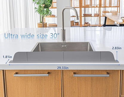 30 inch(75cm) Premium Kitchen Sink Silicone Water Splash Guard SIZE UPGRADE 30" and new package - NO Suction Cups, Ultra Wide 30" - Made in Korea (Ultra Wide Eco Gray)