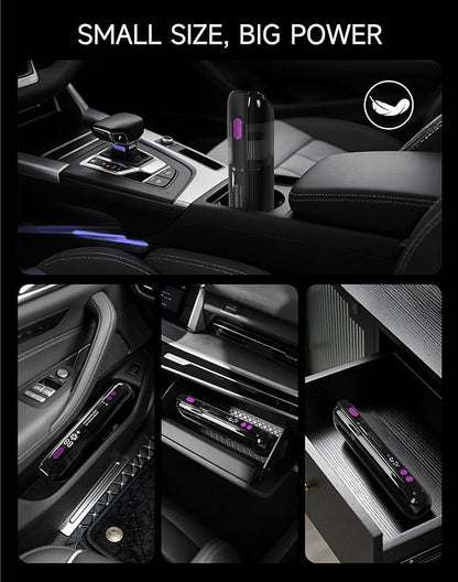 Handheld Car Vacuum Cleaner 15000Pa, Portable Cordless Mini Vacuum Blower 3 in 1, LED Display, Type C Rechargeable, Small Vacuum for Car Interior, Home, Desk Cleaning (Matte Black)