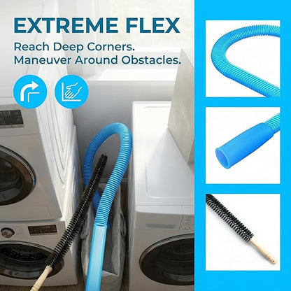 Upgraded Dryer Vent Cleaner Kit, Universal Dryer Vacuum Hose Attachment for All Vacuums, 31.5 Inch Flexible Hose for Deep Cleaning, Removes Lint & Clogs(Vacuum hose and brush)