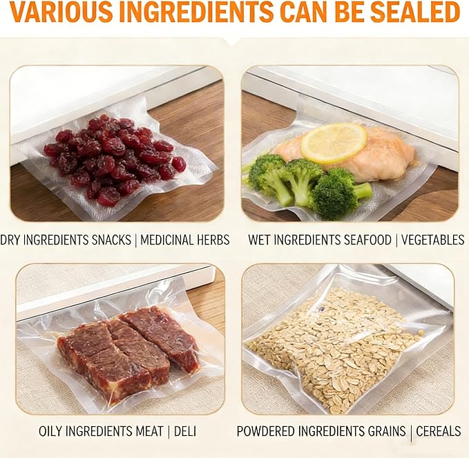 Portable Vacuum Sealer Machine for Food Saver, Compact Mini Bag Sealer+20 Vacuum Storage Bags, One-Touch Automatic Seal In 7-15s for Dry/Wet/Oily Foods,White