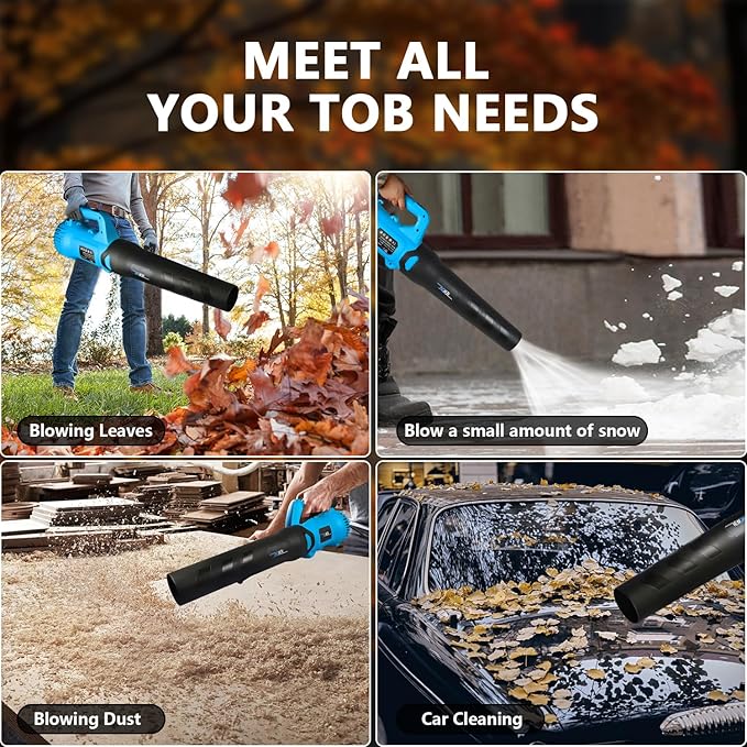 NEWONE Big Leaf Blower Cordless Hand Electric Leaf Blower/Leaf Vacuum,20V 5 Speed Sweeper Vacuum with 2 Battery and Charger,Portable for Lawn Care/Dust/Pet Hair/Dust/Trash