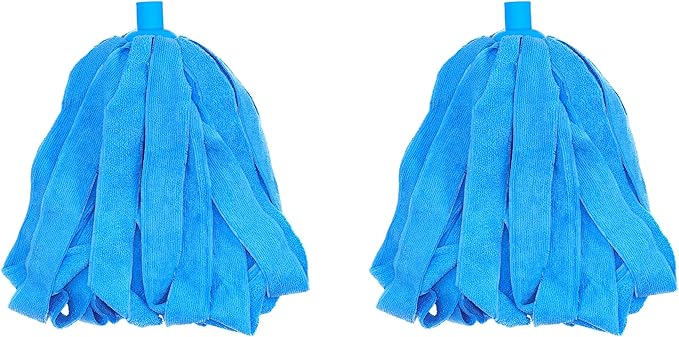 Microfiber Cloth Mop Replacement Blue Compatible with Standard 3/4 inch Threading Pole (2)