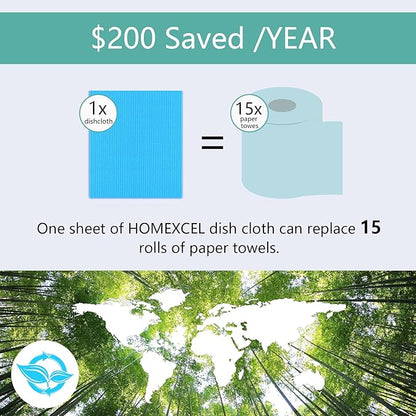 HOMEXCEL Swedish Dishcloths for Kitchen 20 Pack, Sponge Dish Cloth for Counters & Washing Dishes, Reusable and Absorbent Paper Towels, 3 Colors Assorted