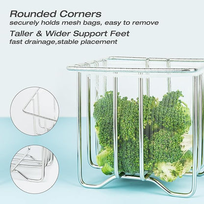 Kitchen Sink Strainer with Sink Basket Holder and 200 Strainer Net Bags,Food Catcher with Drain Filter Mesh Bag,Meshmate Waste Rack Trash Catcher for Leftovers.