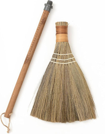 BMart Home Natural Whisk Sweeping Brownn Handle Broom - Vietnamese Straw Soft Broom for Cleaning Dustpan Indoor-Outdoor, Sofa, Car Hood, Decoration Items - 9.84'' Width, 29.75" Length