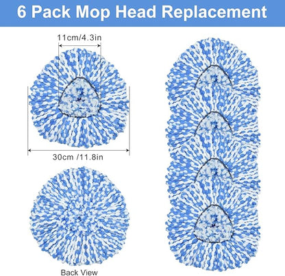 Mop Replace Head, 6 Pack Mop Heads Replacements for Oceda RinseClean 2-Tank System, Spin Mop Replacement Head, Microfiber Mop Refills, Machine Washable and Deep Cleaning (NOT for 1-Tank System)