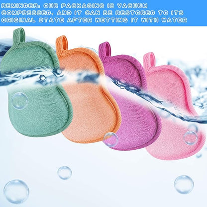Tatuo 4 Pieces Baby Bath Sponge Cotton Baby Sponge Toddler Soft and Absorbent Loofah for Kids Babies Men Women(Red, Purple, Green, Orange)