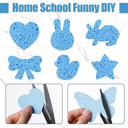 Zhengmy 48 Pieces Sponges Bulk Sponges Kitchen Compressed Sponge Natural Dish Sponge Compressed Wood Pulp Cleaning Without Scratching for Kitchen Bathroom, 3.9 x 2.4 x 0.12 Inch (Blue)