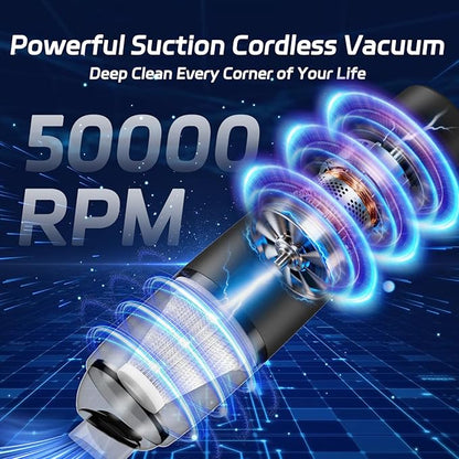 Handheld Vacuum Cordless, Car Portable Mini Vacuum Cleaner 13000 PA Suction Power with 2 HEPA Filter, 2 Suction Modes, Hand Held Vacuum Rechargeable for Car, Home, Pet Hair, Office, Keyboards Black