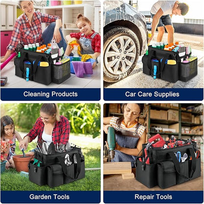 Cleaning Caddy,Cleaning Bag for Housekeepers,Cleaning Supplies Organizer with Handle,Black